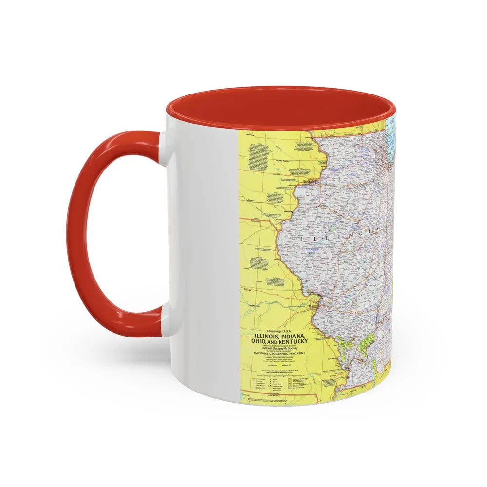 USA - Illinois, Indiana, Ohio, Kentucky 1 (1977) (Map) Accent Coffee Mug - Go Mug Yourself