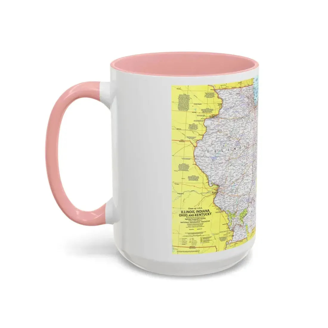 USA - Illinois, Indiana, Ohio, Kentucky 1 (1977) (Map) Accent Coffee Mug - Go Mug Yourself