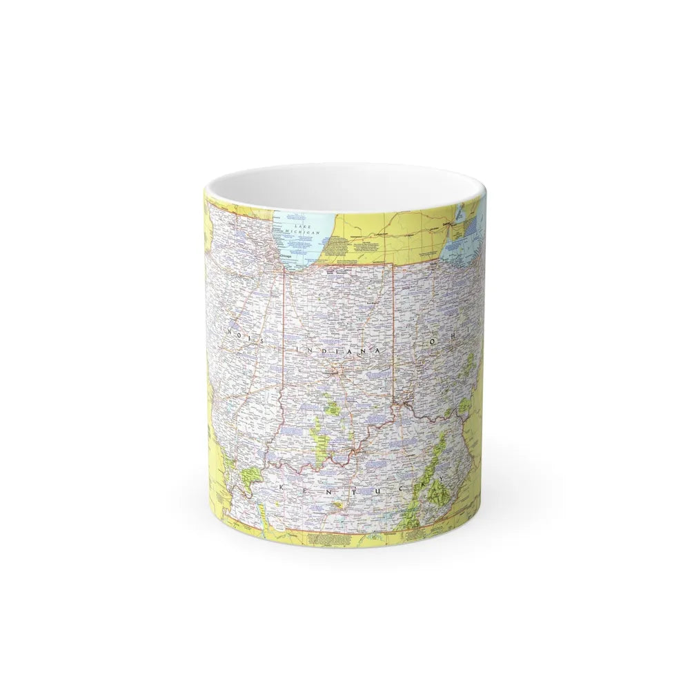 USA - Illinois, Indiana, Ohio, Kentucky 1 (1977) (Map) Color Changing Mug 11oz-Go Mug Yourself