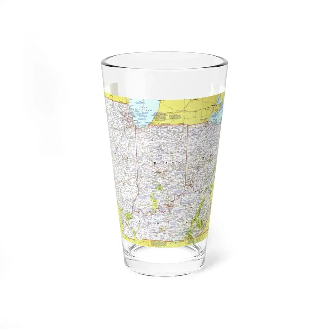 USA - Illinois, Indiana, Ohio, Kentucky 1 (1977) (Map) Pint Glass 16oz 16oz - Go Mug Yourself