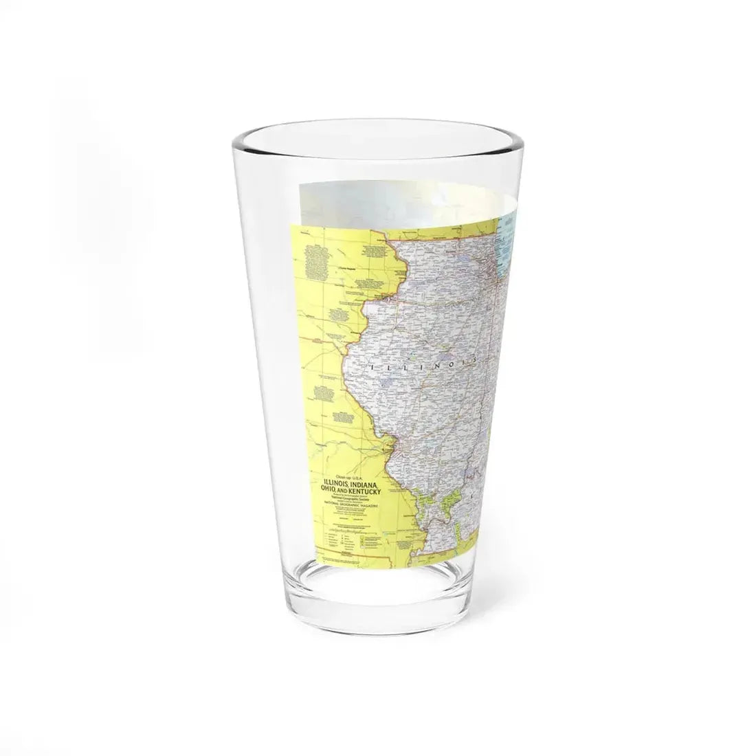 USA - Illinois, Indiana, Ohio, Kentucky 1 (1977) (Map) Pint Glass 16oz - Go Mug Yourself