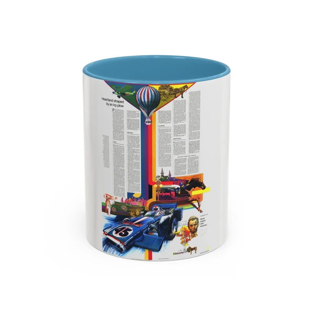 USA - Illinois, Indiana, Ohio, Kentucky 2 (1977) (Map) Accent Coffee Mug 11oz Light Blue - Go Mug Yourself