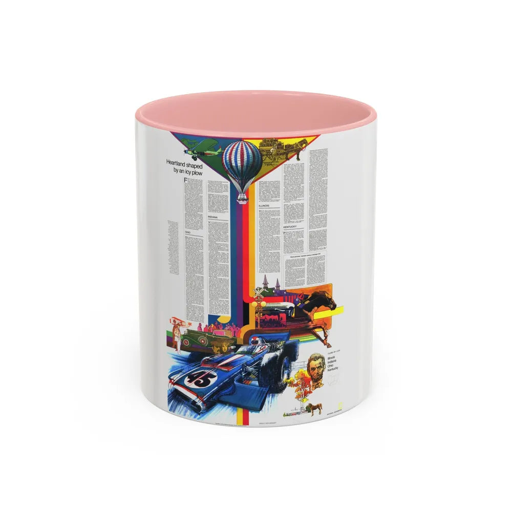 USA - Illinois, Indiana, Ohio, Kentucky 2 (1977) (Map) Accent Coffee Mug 11oz Pink - Go Mug Yourself
