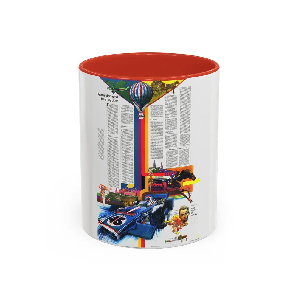 USA - Illinois, Indiana, Ohio, Kentucky 2 (1977) (Map) Accent Coffee Mug 11oz Red - Go Mug Yourself