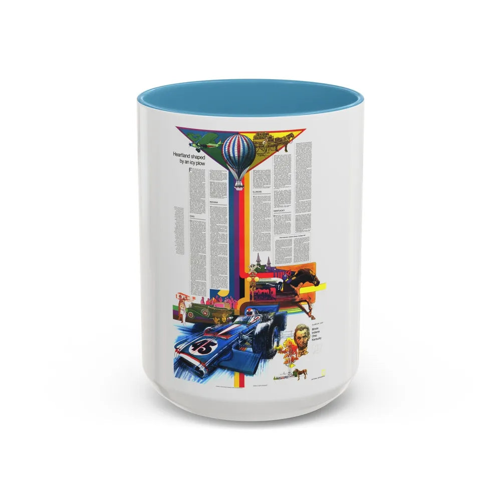 USA - Illinois, Indiana, Ohio, Kentucky 2 (1977) (Map) Accent Coffee Mug 15oz Light Blue - Go Mug Yourself