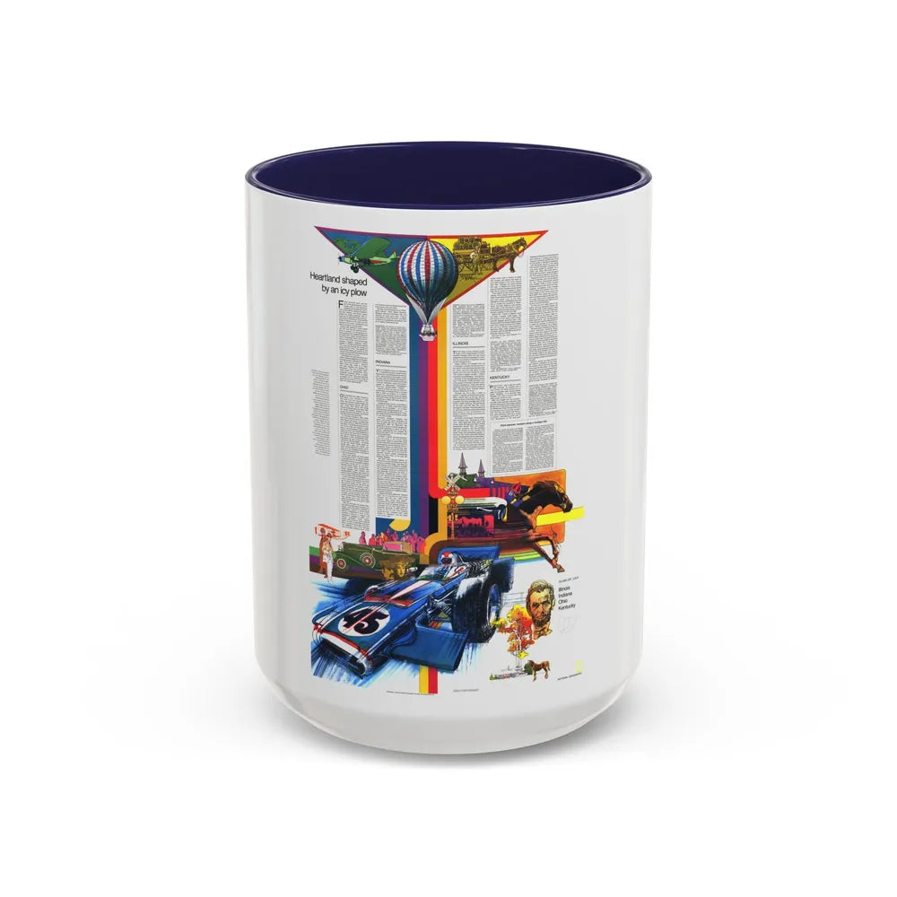 USA - Illinois, Indiana, Ohio, Kentucky 2 (1977) (Map) Accent Coffee Mug 15oz Navy - Go Mug Yourself