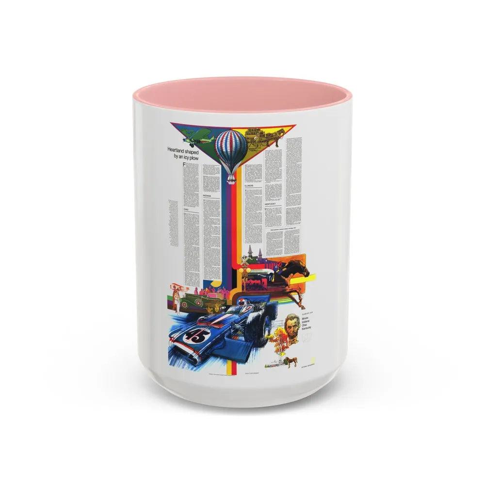 USA - Illinois, Indiana, Ohio, Kentucky 2 (1977) (Map) Accent Coffee Mug 15oz Pink - Go Mug Yourself