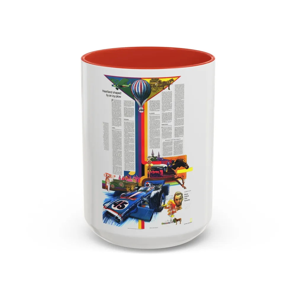 USA - Illinois, Indiana, Ohio, Kentucky 2 (1977) (Map) Accent Coffee Mug 15oz Red - Go Mug Yourself