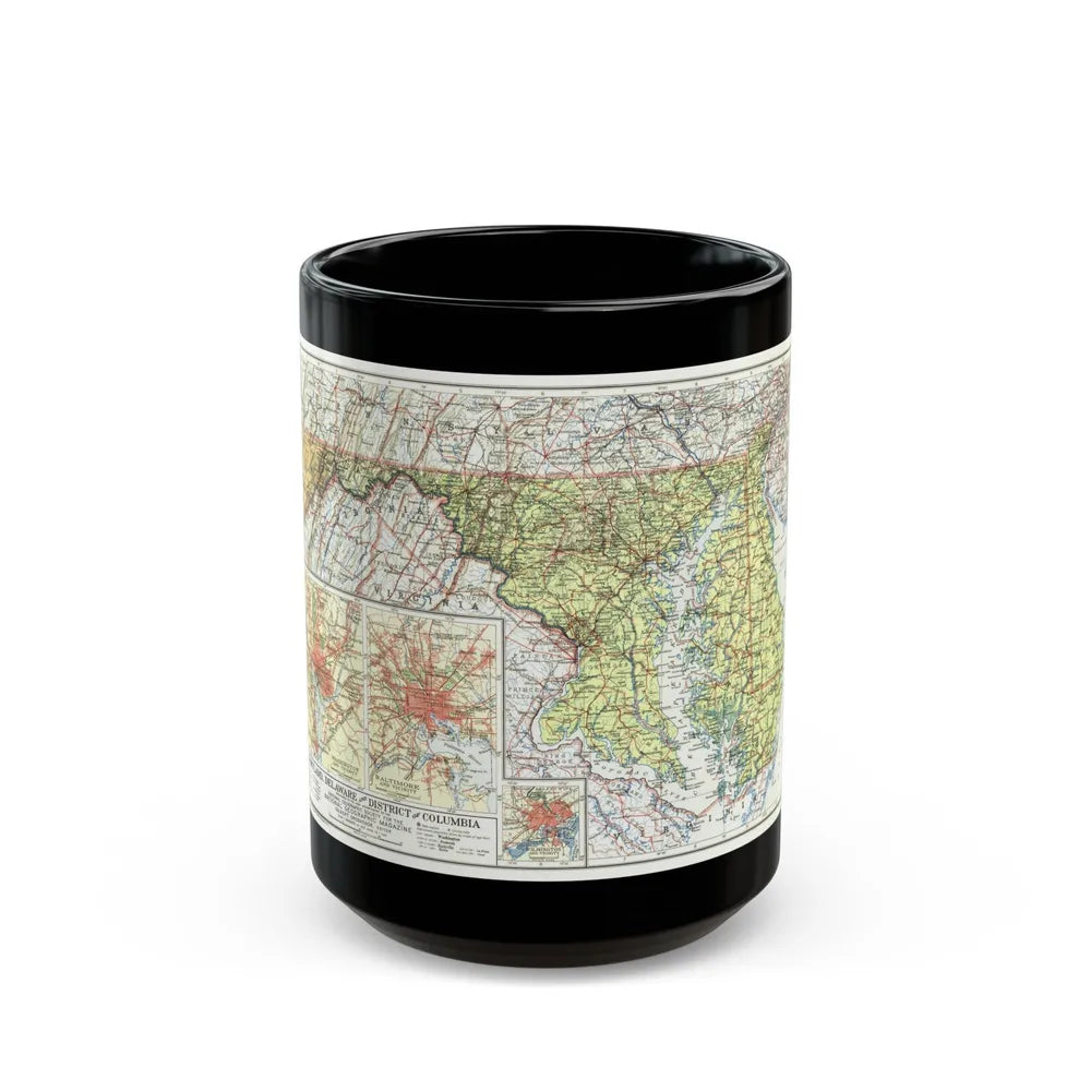 USA - Maryland, Delaware (1927) (Map) Black Coffee Mug-15oz-Go Mug Yourself