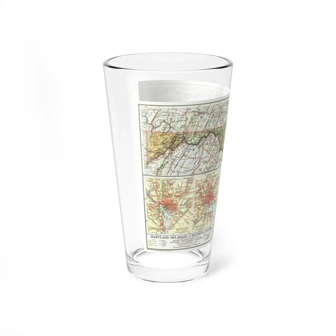 USA - Maryland, Delaware (1927) (Map) Pint Glass 16oz - Go Mug Yourself