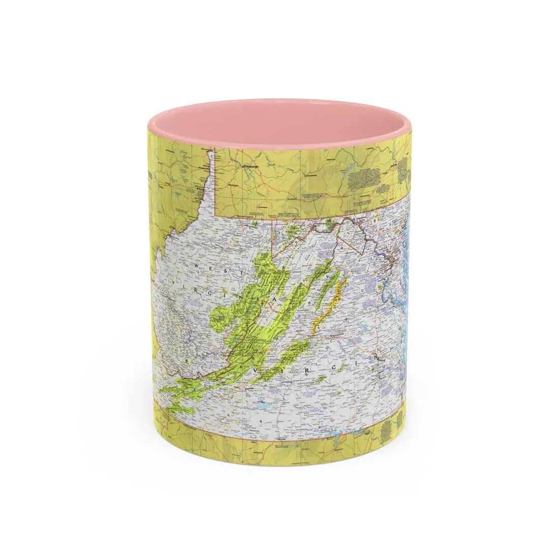 USA - Mid-Atlantic States 1 (1976) (Map) Accent Coffee Mug 11oz Pink - Go Mug Yourself