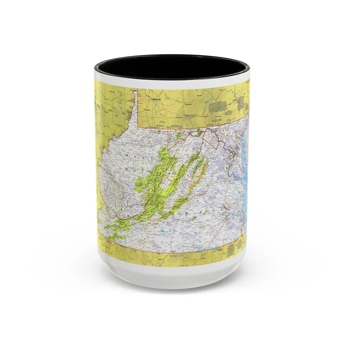 USA - Mid-Atlantic States 1 (1976) (Map) Accent Coffee Mug 15oz Black - Go Mug Yourself