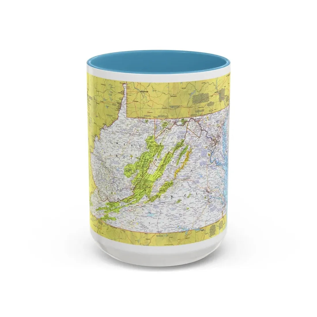 USA - Mid-Atlantic States 1 (1976) (Map) Accent Coffee Mug 15oz Light Blue - Go Mug Yourself