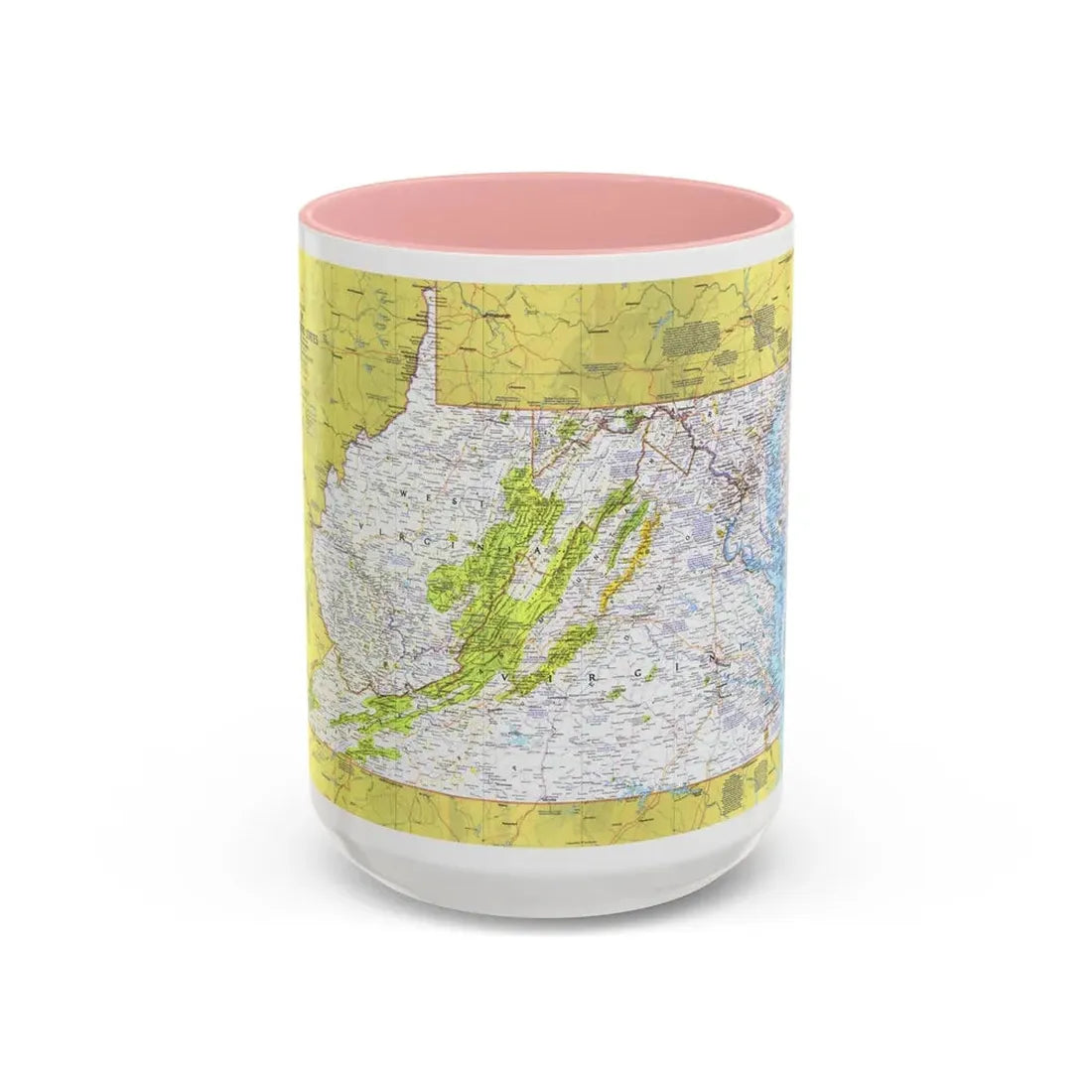 USA - Mid-Atlantic States 1 (1976) (Map) Accent Coffee Mug 15oz Pink - Go Mug Yourself