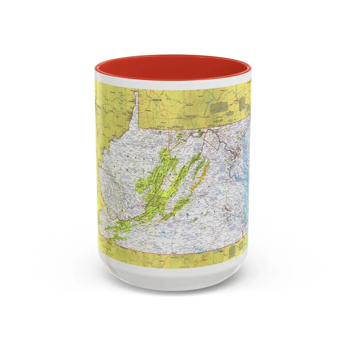 USA - Mid-Atlantic States 1 (1976) (Map) Accent Coffee Mug 15oz Red - Go Mug Yourself