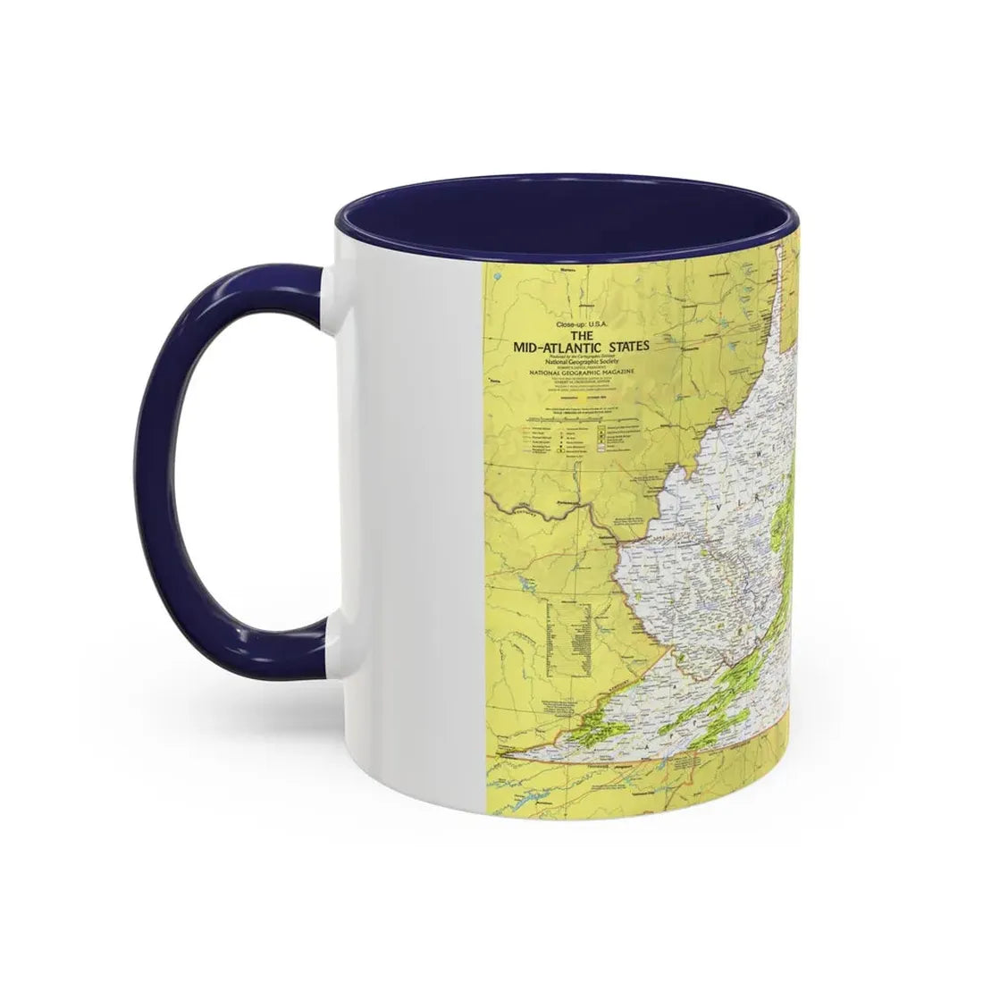 USA - Mid-Atlantic States 1 (1976) (Map) Accent Coffee Mug - Go Mug Yourself