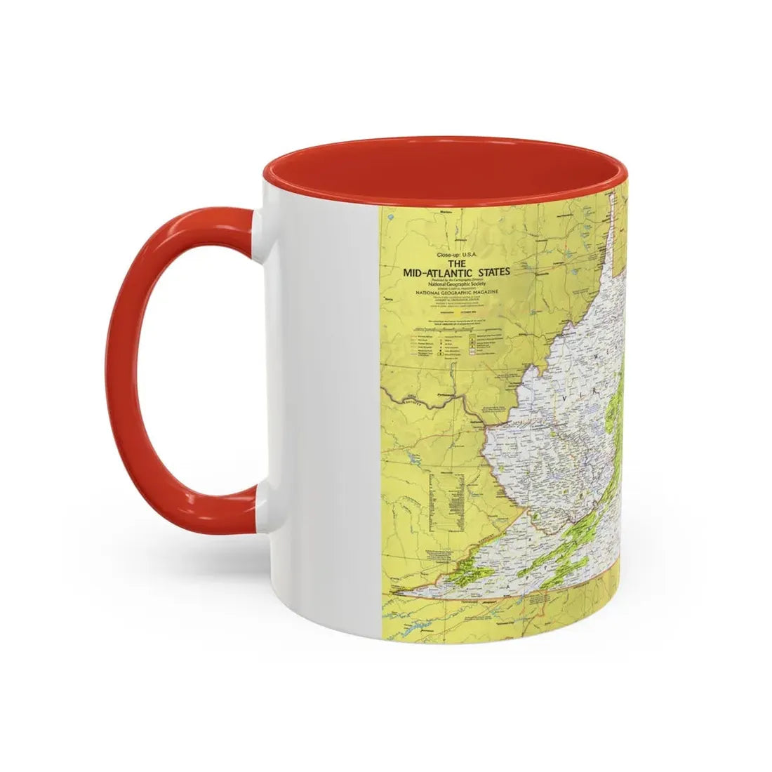 USA - Mid-Atlantic States 1 (1976) (Map) Accent Coffee Mug - Go Mug Yourself