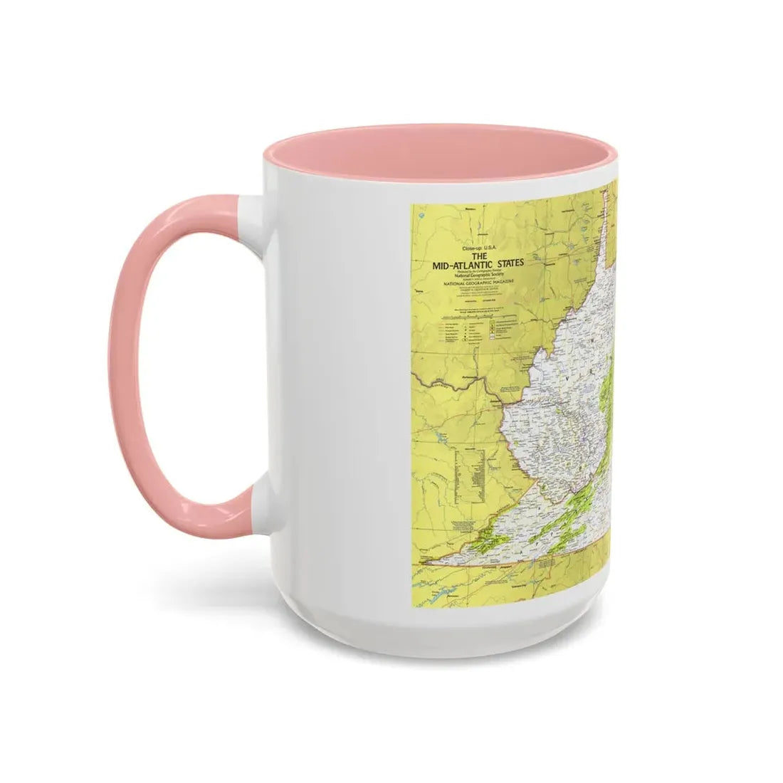 USA - Mid-Atlantic States 1 (1976) (Map) Accent Coffee Mug - Go Mug Yourself