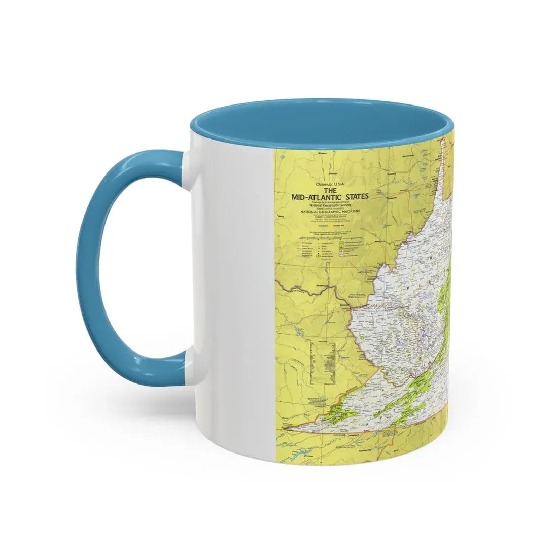 USA - Mid-Atlantic States 1 (1976) (Map) Accent Coffee Mug - Go Mug Yourself
