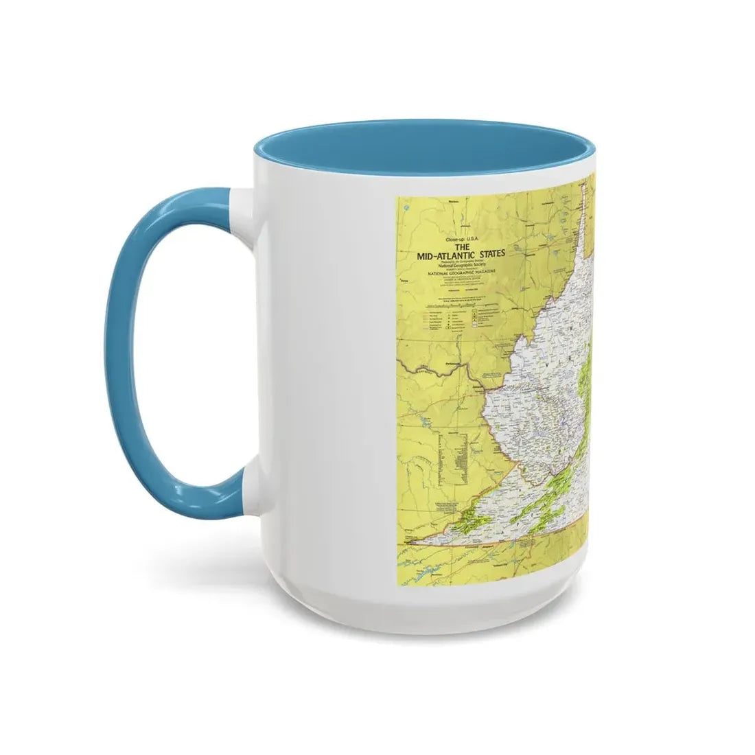 USA - Mid-Atlantic States 1 (1976) (Map) Accent Coffee Mug - Go Mug Yourself