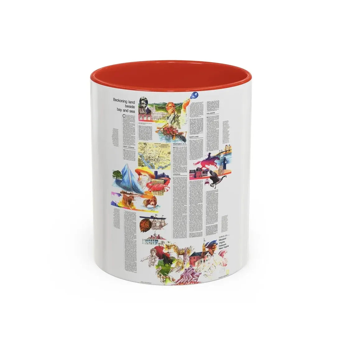 USA - Mid-Atlantic States 2 (1976) (Map) Accent Coffee Mug 11oz Red - Go Mug Yourself