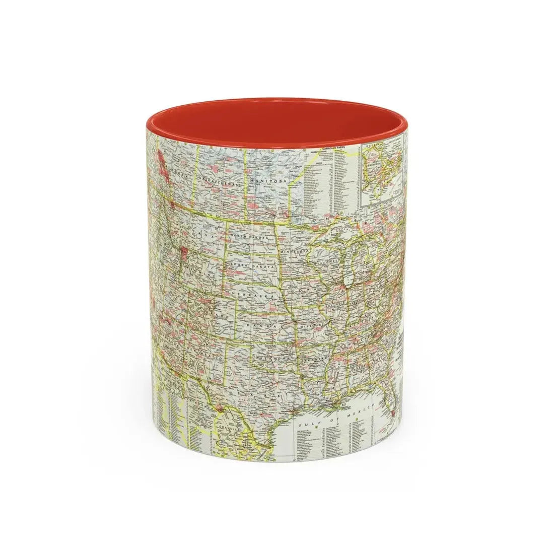 USA - National Parks and Historic Sites 1 (1958) (Map) Accent Coffee Mug 11oz Red - Go Mug Yourself