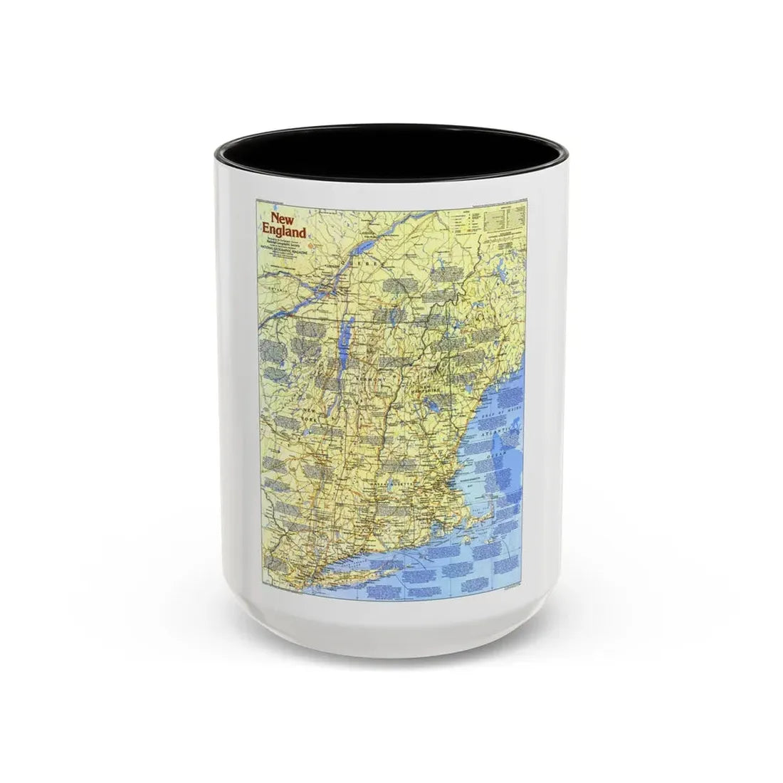 USA - New England 1 (1987) (Map) Accent Coffee Mug 15oz Black - Go Mug Yourself