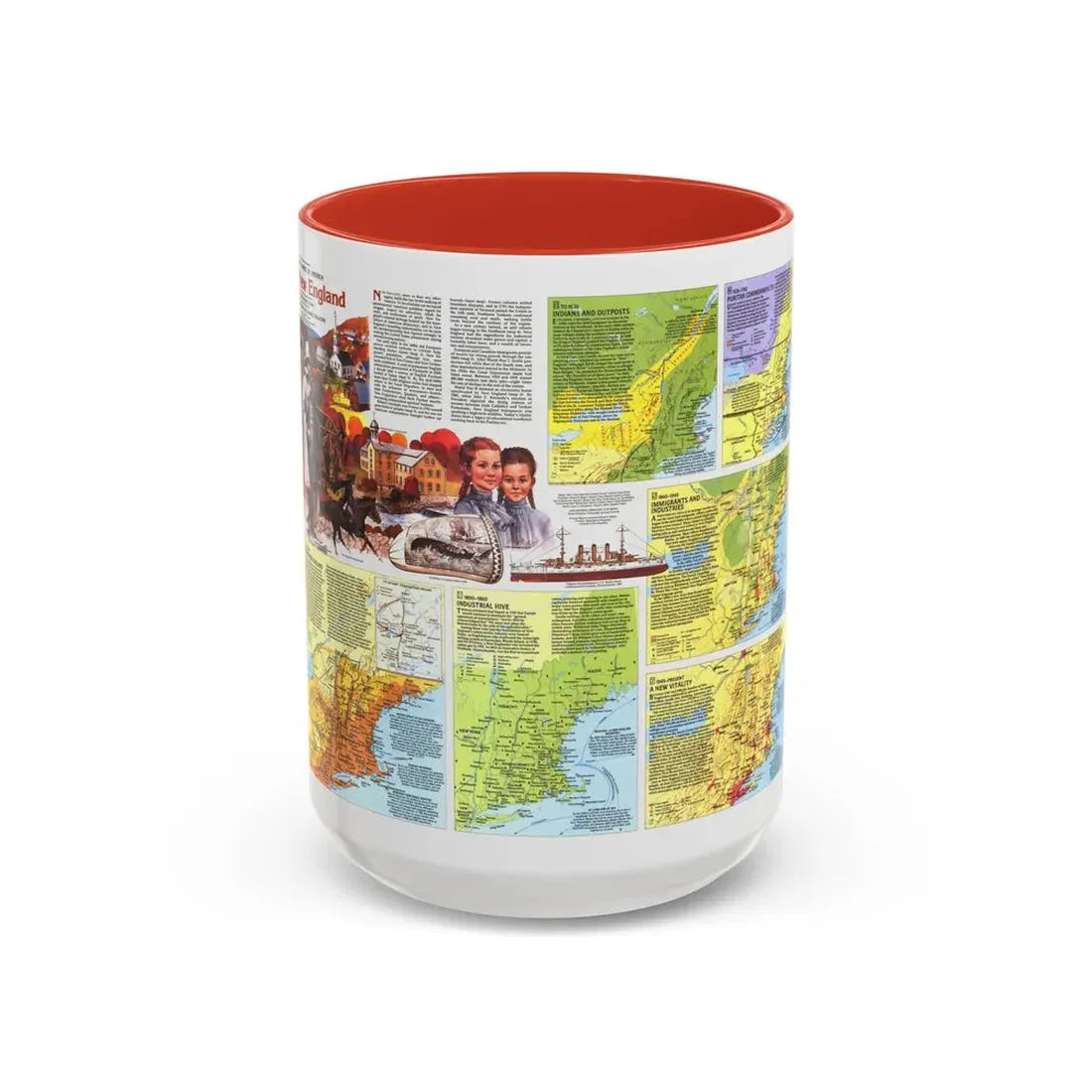 USA - New England 2 (1987) (Map) Accent Coffee Mug 15oz Red - Go Mug Yourself