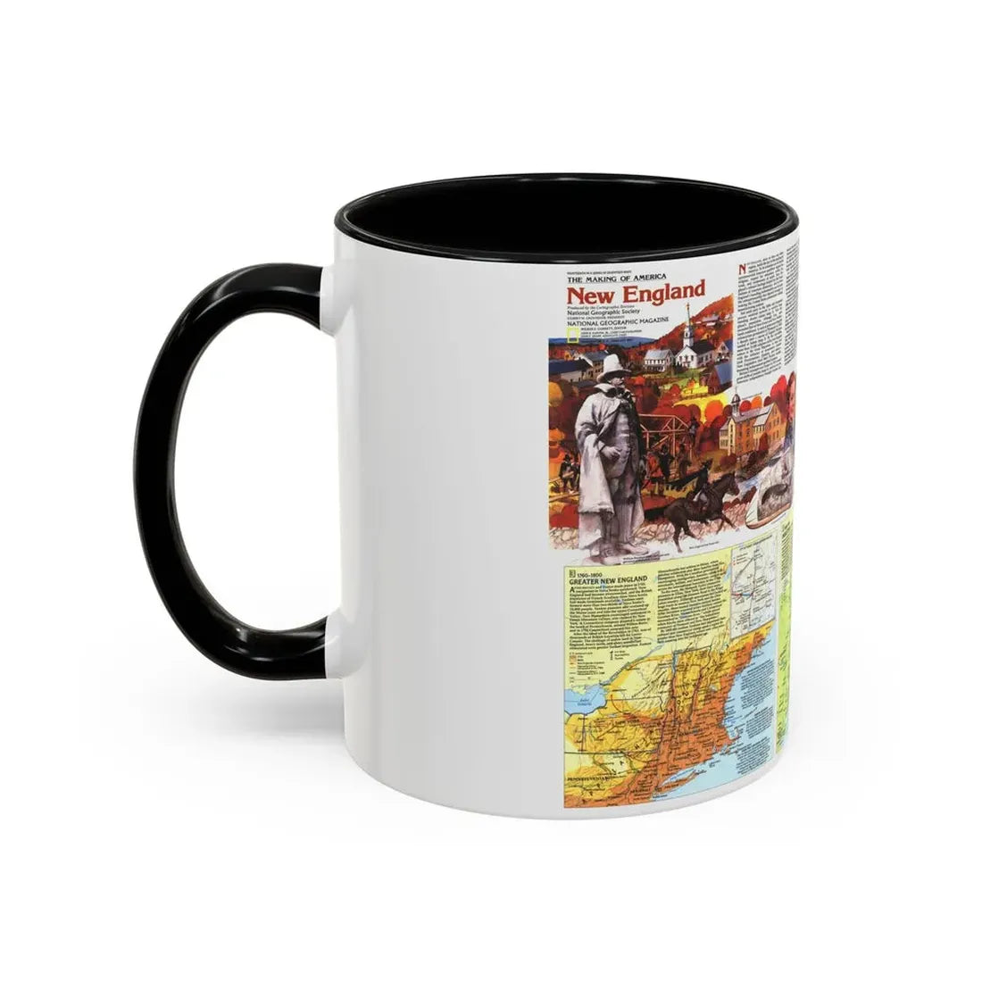 USA - New England 2 (1987) (Map) Accent Coffee Mug - Go Mug Yourself