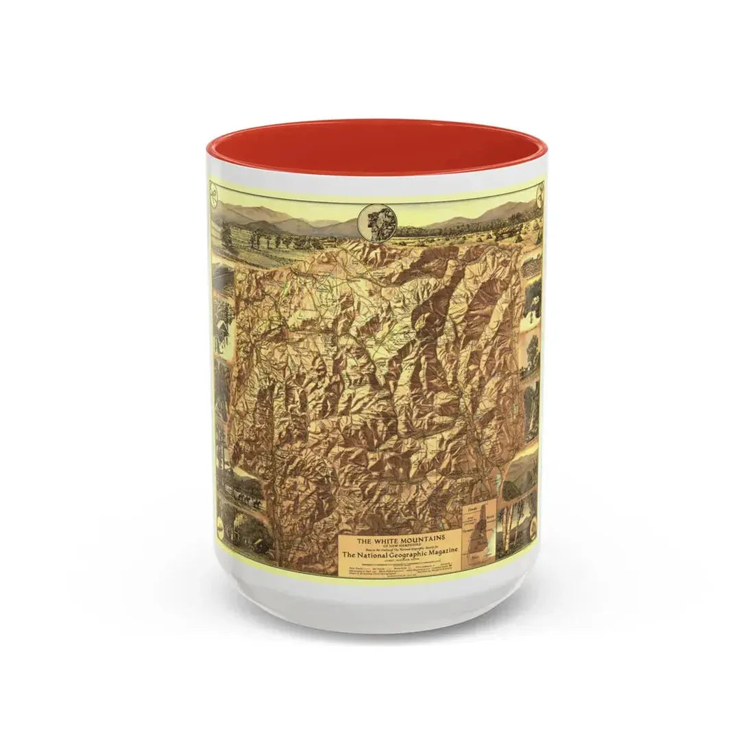 USA - New Hampshire's White Mountains (1937) (Map) Accent Coffee Mug 15oz Red - Go Mug Yourself