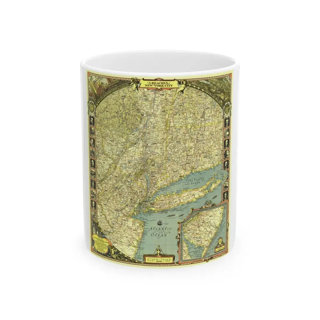 USA - New York City (1939) (Map) White Coffee Mug 11oz - Go Mug Yourself