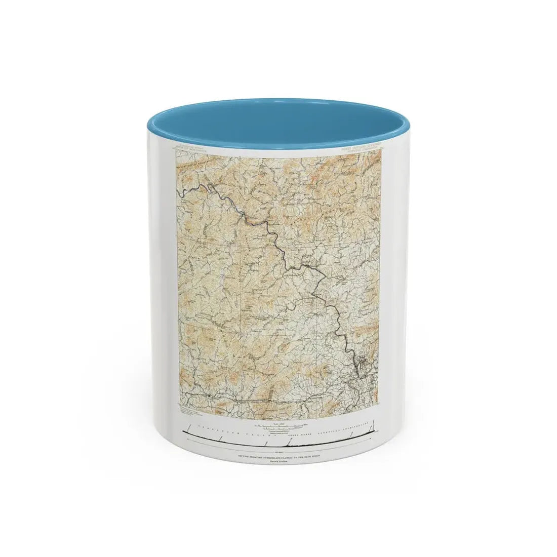 USA - North Carolina, Tennessee (1889) (Map) Accent Coffee Mug 11oz Light Blue - Go Mug Yourself