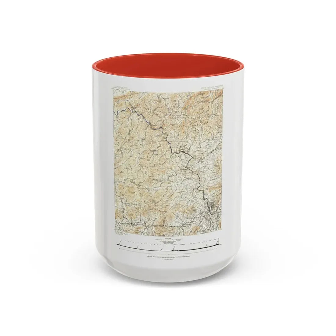 USA - North Carolina, Tennessee (1889) (Map) Accent Coffee Mug 15oz Red - Go Mug Yourself