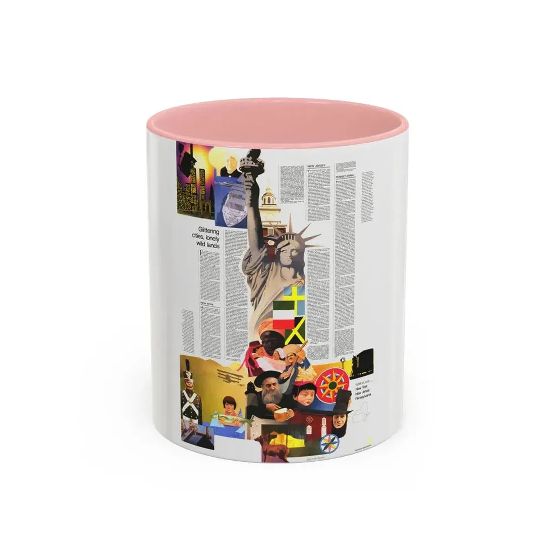 USA - Northeast 2 (1978) (Map) Accent Coffee Mug 11oz Pink - Go Mug Yourself