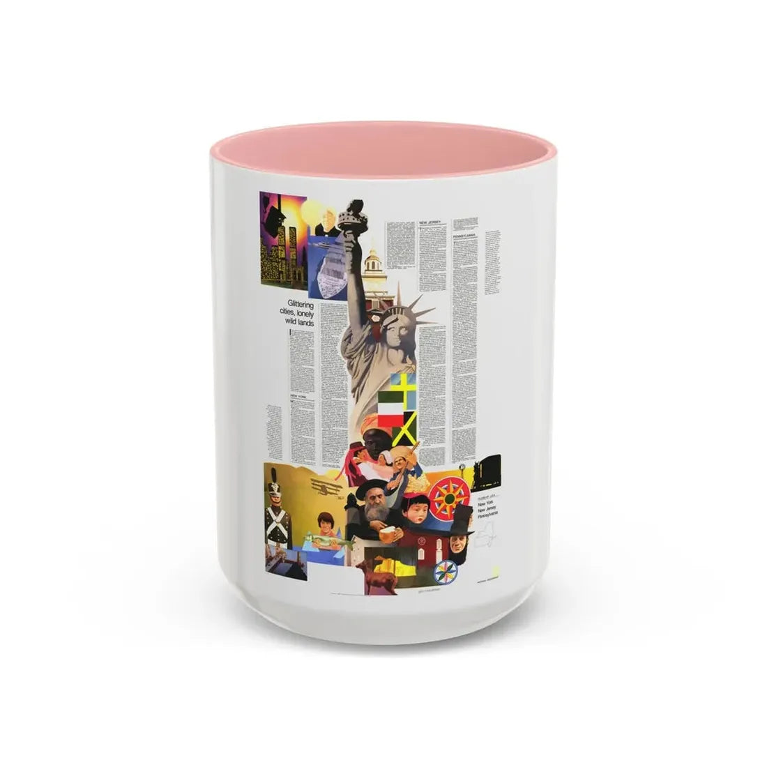 USA - Northeast 2 (1978) (Map) Accent Coffee Mug 15oz Pink - Go Mug Yourself