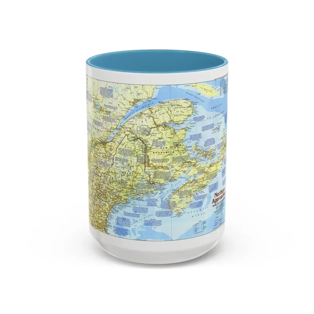 USA - Northern Approaches 1 (1985) (Map) Accent Coffee Mug 15oz Light Blue - Go Mug Yourself
