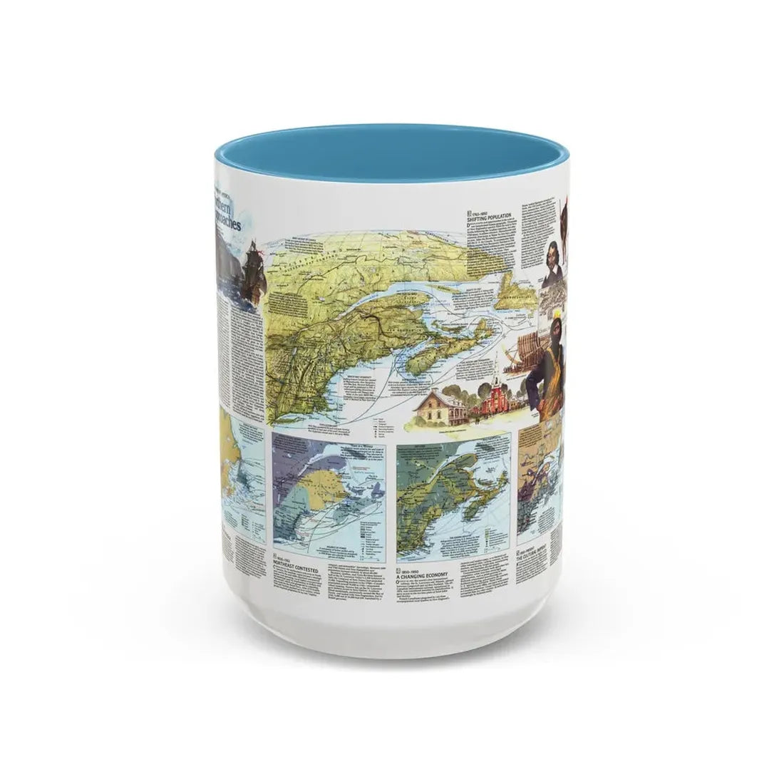 USA - Northern Approaches 2 (1985) (Map) Accent Coffee Mug 15oz Light Blue - Go Mug Yourself