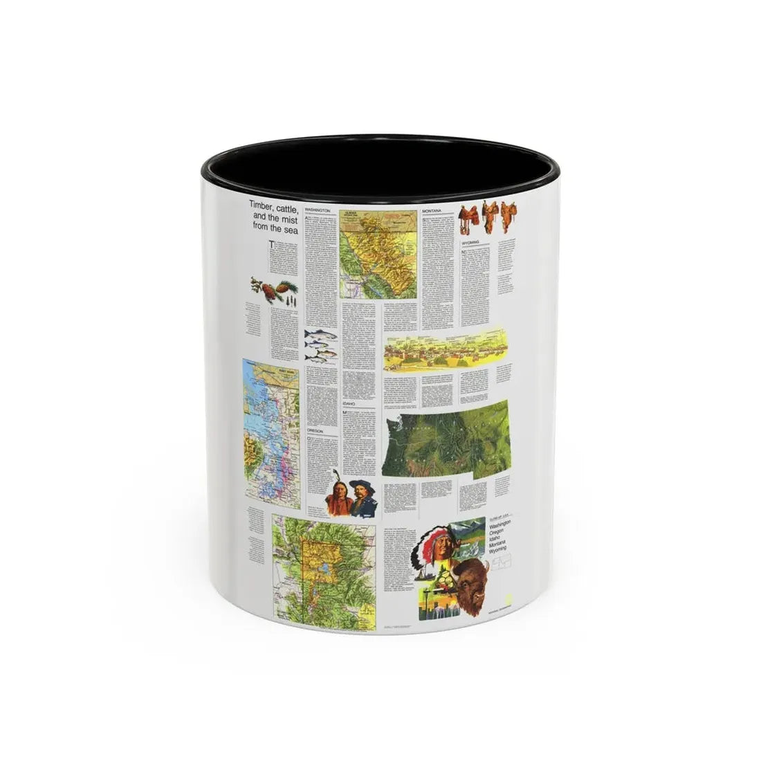 USA - Northwest 2 (1973) (Map) Accent Coffee Mug 11oz Black - Go Mug Yourself