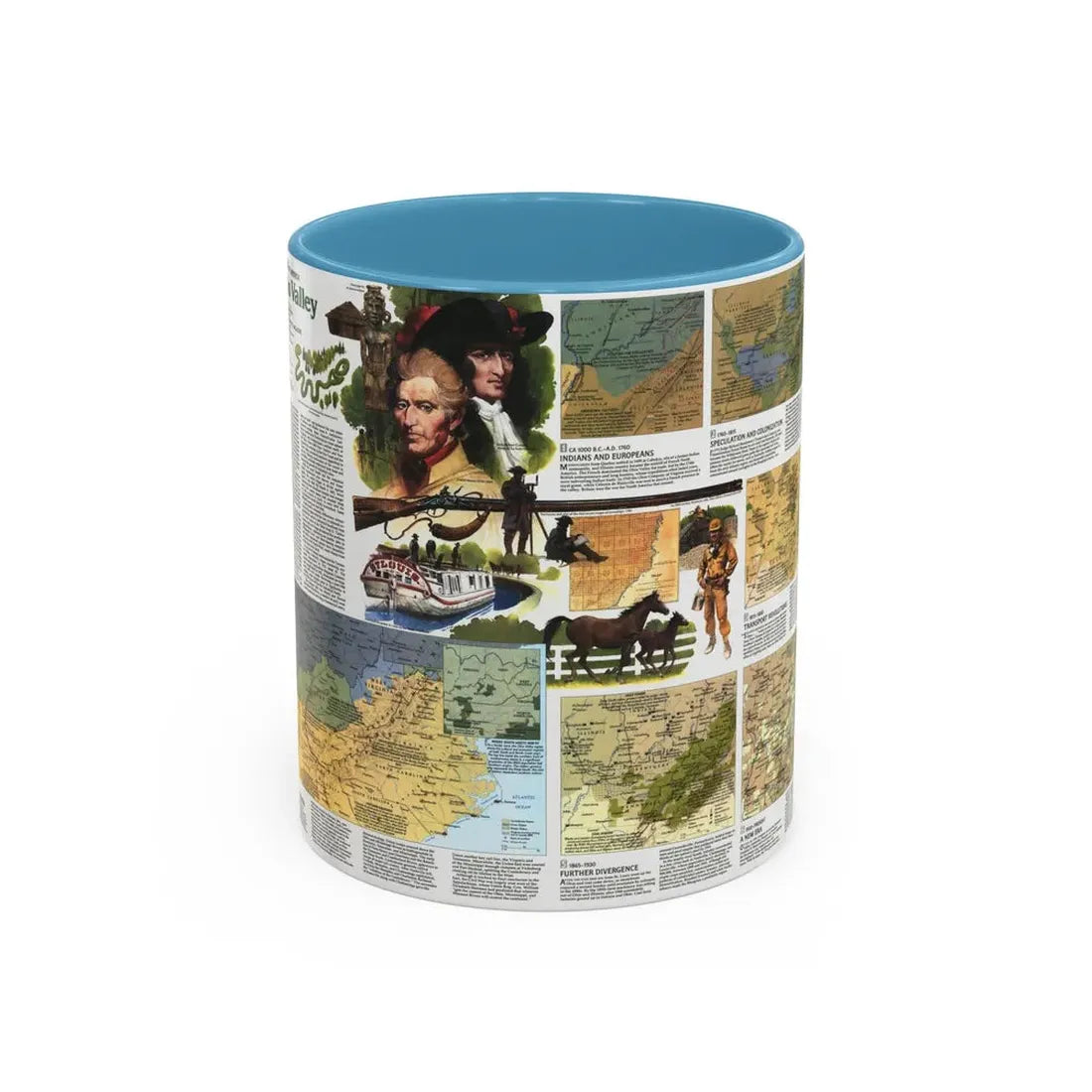 USA - Ohio Valley 2 (1985) (Map) Accent Coffee Mug 11oz Light Blue - Go Mug Yourself