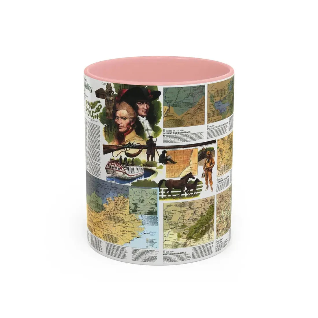 USA - Ohio Valley 2 (1985) (Map) Accent Coffee Mug 11oz Pink - Go Mug Yourself