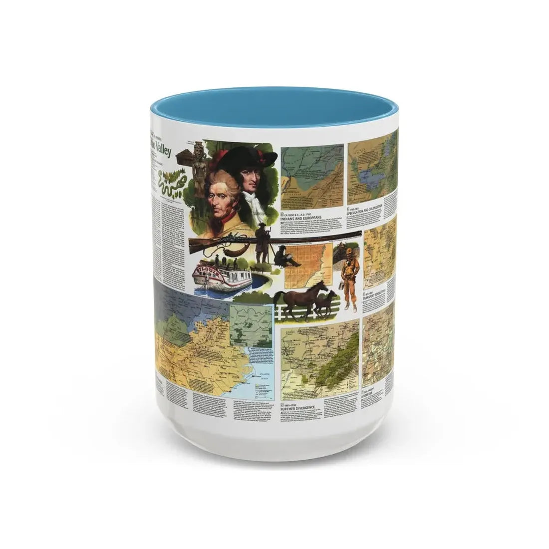 USA - Ohio Valley 2 (1985) (Map) Accent Coffee Mug 15oz Light Blue - Go Mug Yourself