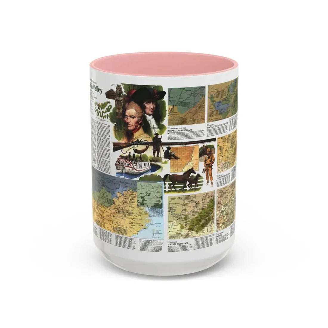USA - Ohio Valley 2 (1985) (Map) Accent Coffee Mug 15oz Pink - Go Mug Yourself
