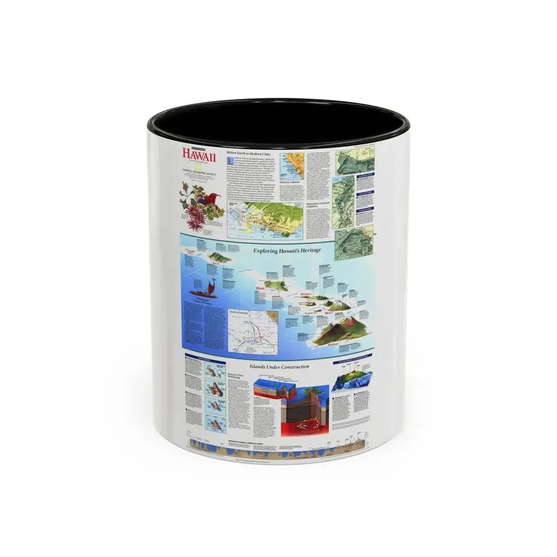USA - Rediscovering Hawaii (1995) (Map) Accent Coffee Mug 11oz Black - Go Mug Yourself