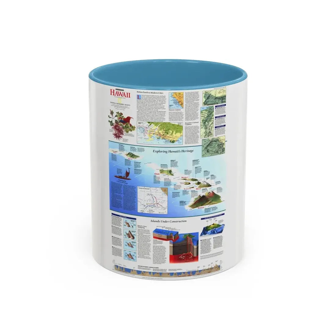 USA - Rediscovering Hawaii (1995) (Map) Accent Coffee Mug 11oz Light Blue - Go Mug Yourself