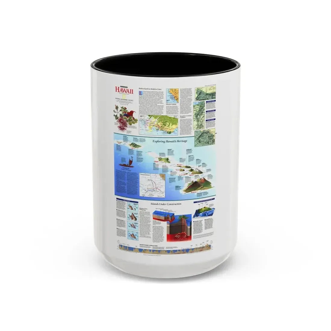 USA - Rediscovering Hawaii (1995) (Map) Accent Coffee Mug 15oz Black - Go Mug Yourself