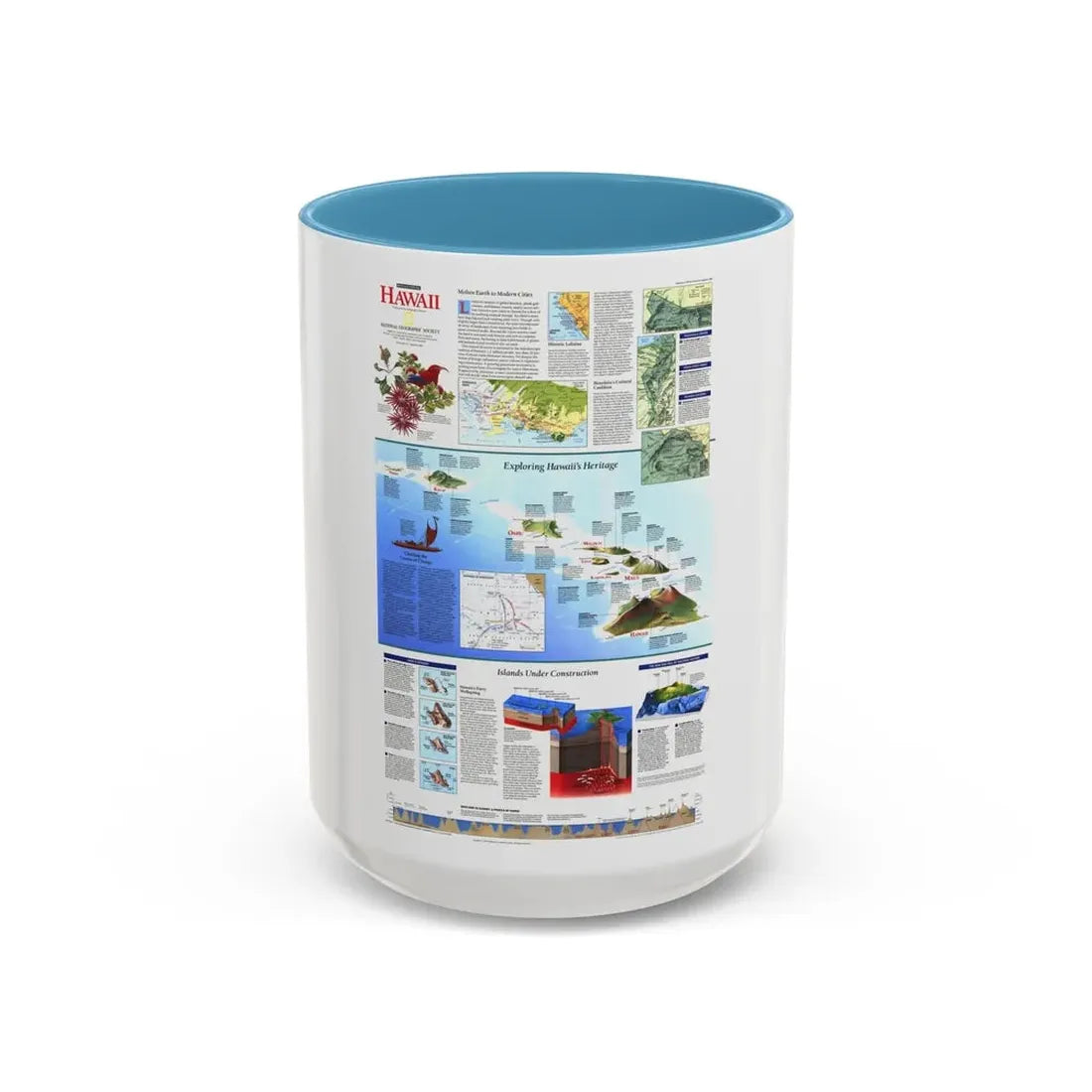 USA - Rediscovering Hawaii (1995) (Map) Accent Coffee Mug 15oz Light Blue - Go Mug Yourself