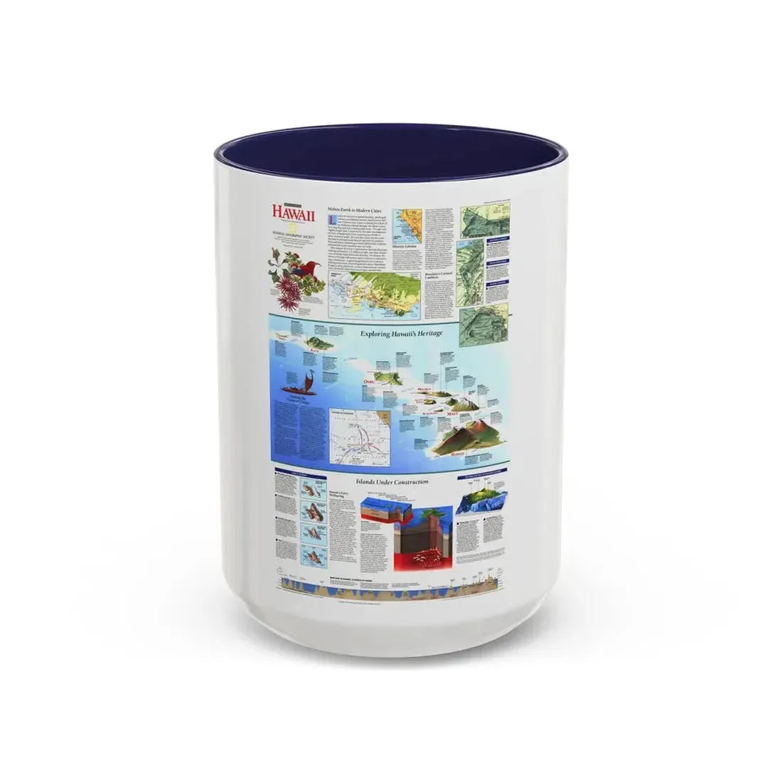 USA - Rediscovering Hawaii (1995) (Map) Accent Coffee Mug 15oz Navy - Go Mug Yourself