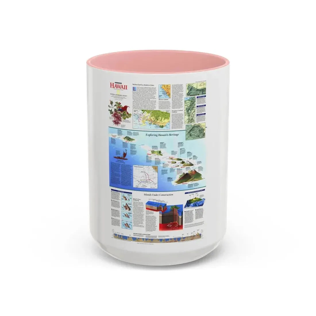 USA - Rediscovering Hawaii (1995) (Map) Accent Coffee Mug 15oz Pink - Go Mug Yourself