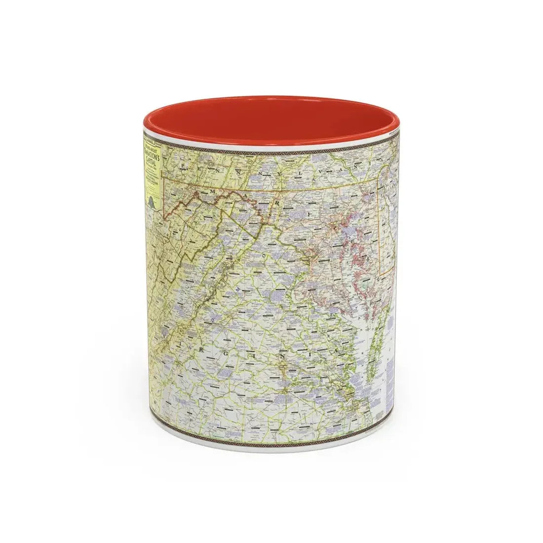 USA - Round About the Nation's Capital (1956) (Map) Accent Coffee Mug 11oz Red - Go Mug Yourself