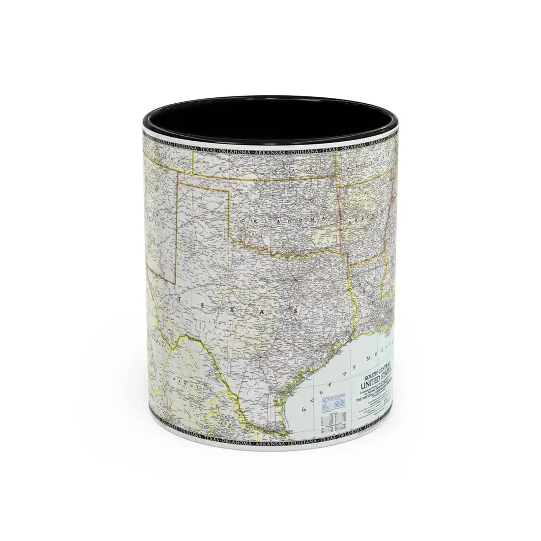 USA - South Central (1947) (Map) Accent Coffee Mug 11oz Black - Go Mug Yourself